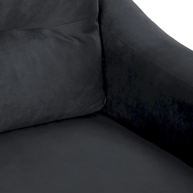 76.7 Inch Black Velvet 3-Seater Sofa with Solid Wood Frame and High-Density Foam