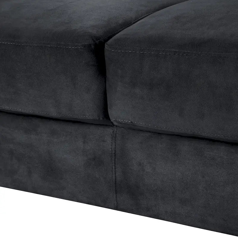 76.7 Inch Black Velvet 3-Seater Sofa with Solid Wood Frame and High-Density Foam