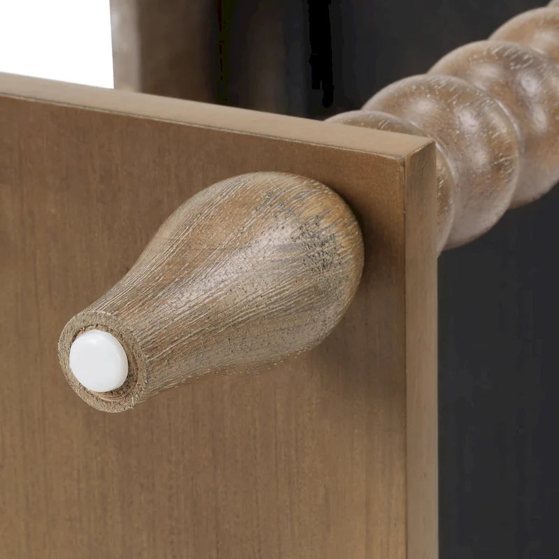 Traditioneller Beistelltisch aus Holz mit 23.6 Zoll hohen gedrechselten Beinen und USB-Anschluss