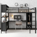 Metal Loft Bed with L-Shaped Desk and Wardrobe - Full and Queen Size