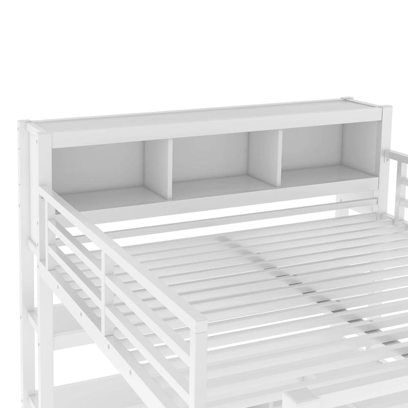 Metal Loft Bed with L-Shaped Desk and Wardrobe - Full and Queen Size