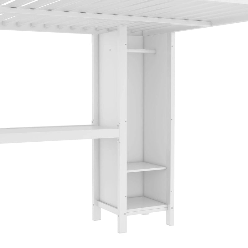 Metal Loft Bed with L-Shaped Desk and Wardrobe - Full and Queen Size
