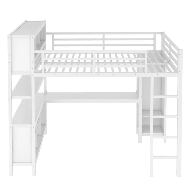 Metal Loft Bed with L-Shaped Desk and Wardrobe - Full and Queen Size