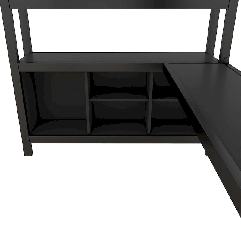 Metal Loft Bed with L-Shaped Desk and Wardrobe - Full and Queen Size