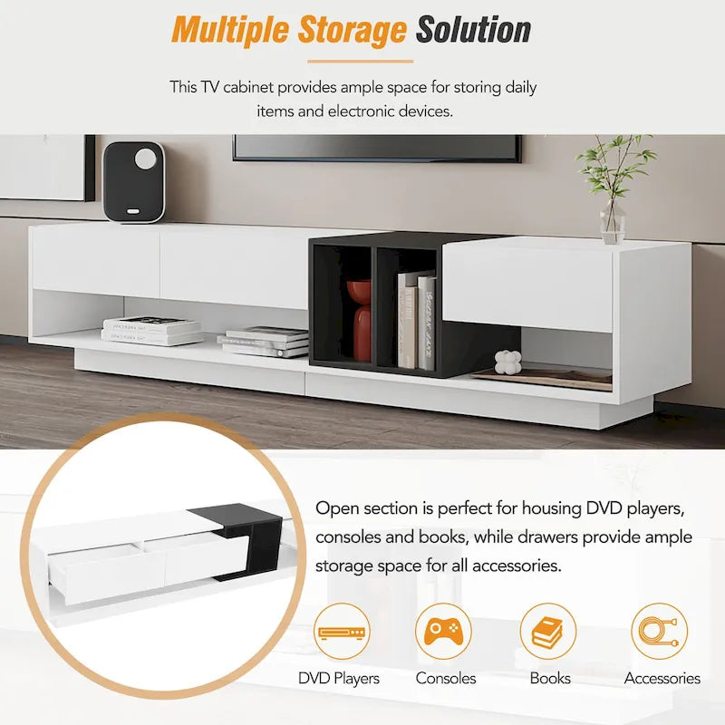 74 TV Stand with Storage & Compartment for TVs Up to 80