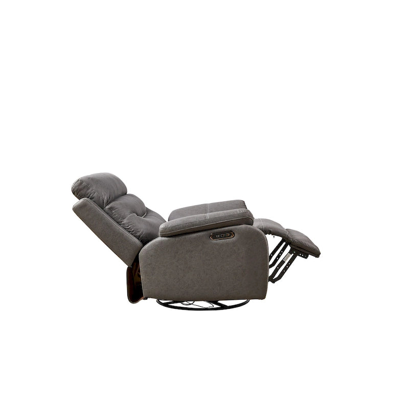 Grey Dual Motor Power Swivel Rocking Recliner Chair with USB Ports