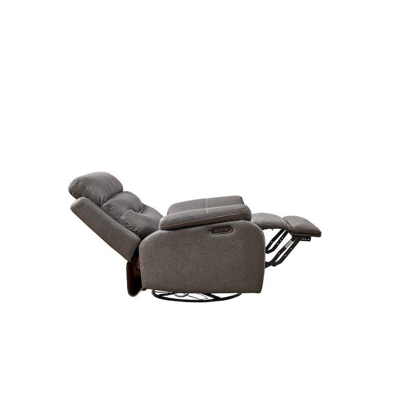 Grey Dual Motor Power Swivel Rocking Recliner Chair with USB Ports