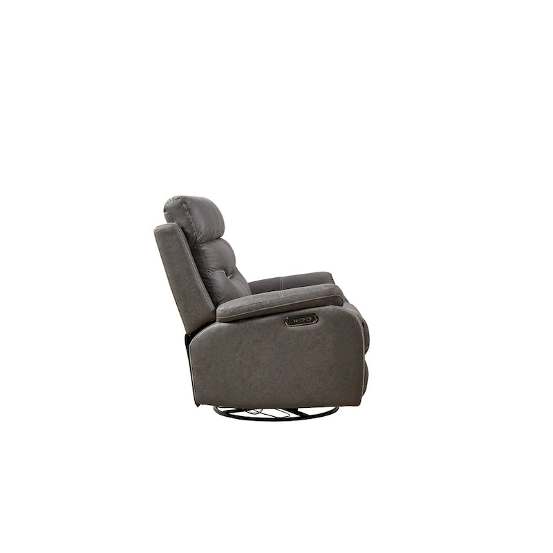 Fauteuil inclinable électrique gris pivotant et berçant à double moteur avec ports USB