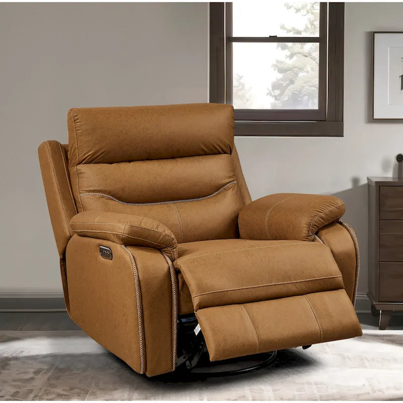 Fauteuil inclinable électrique gris pivotant et berçant à double moteur avec ports USB