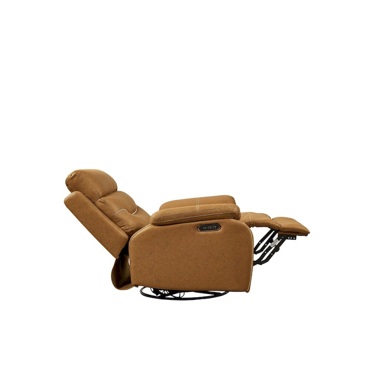 Fauteuil inclinable électrique gris pivotant et berçant à double moteur avec ports USB