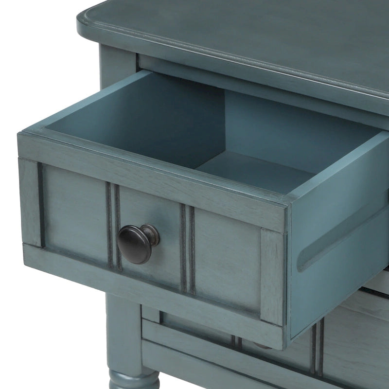 Table console étroite, table de canapé mince avec trois tiroirs de rangement et étagère inférieure - 23.7L x 13W x 31.1H