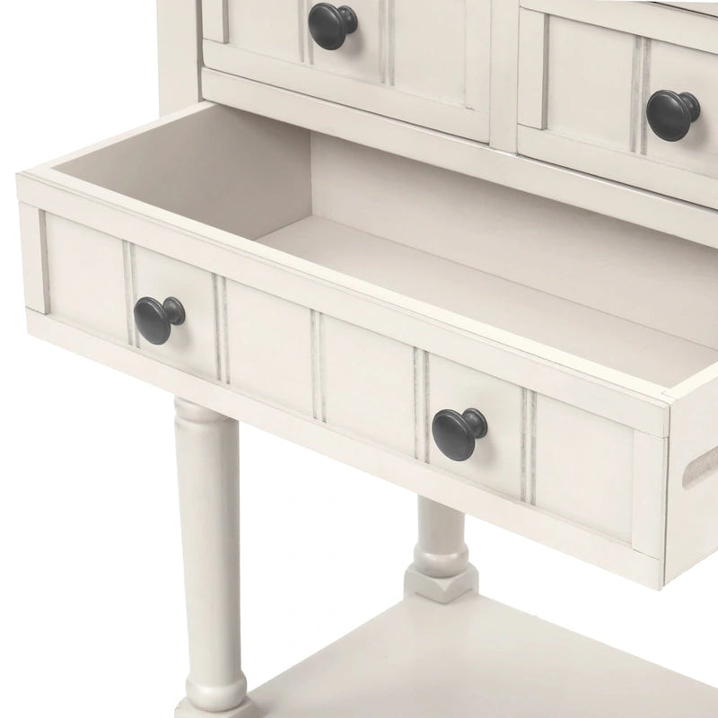 Table console étroite, table de canapé mince avec trois tiroirs de rangement et étagère inférieure - 23.7L x 13W x 31.1H