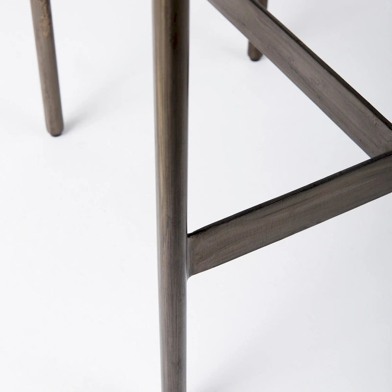 Counter Stool with Black Faux Leather Seat and Nickel Metal Frame
