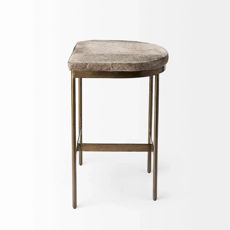 Tabouret de comptoir avec assise en similicuir noir et structure en métal nickelé
