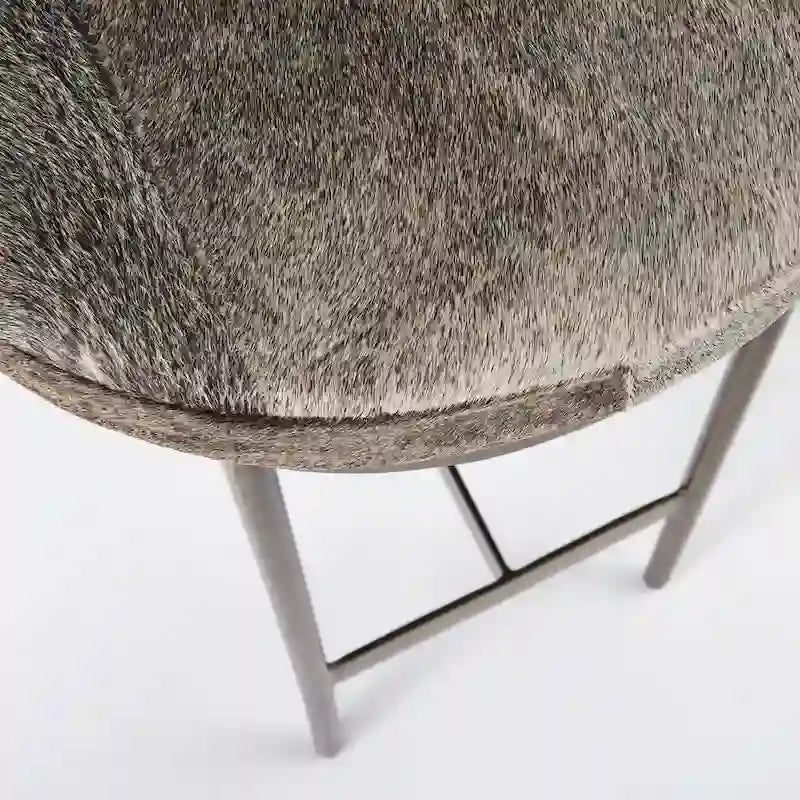 Tabouret de comptoir avec assise en similicuir noir et structure en métal nickelé