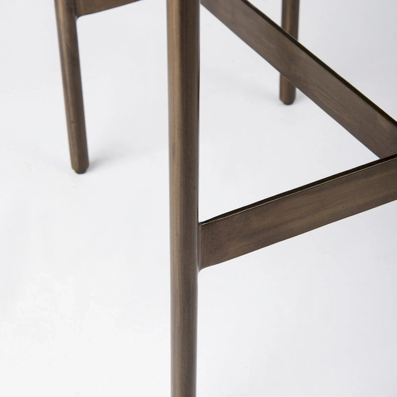 Tabouret de comptoir avec assise en similicuir noir et structure en métal nickelé