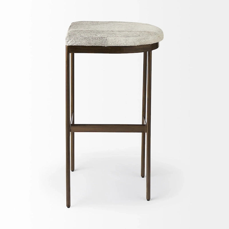 Tabouret de comptoir avec assise en similicuir noir et structure en métal nickelé