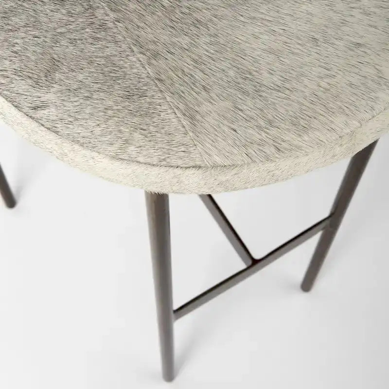 Tabouret de comptoir avec assise en similicuir noir et structure en métal nickelé