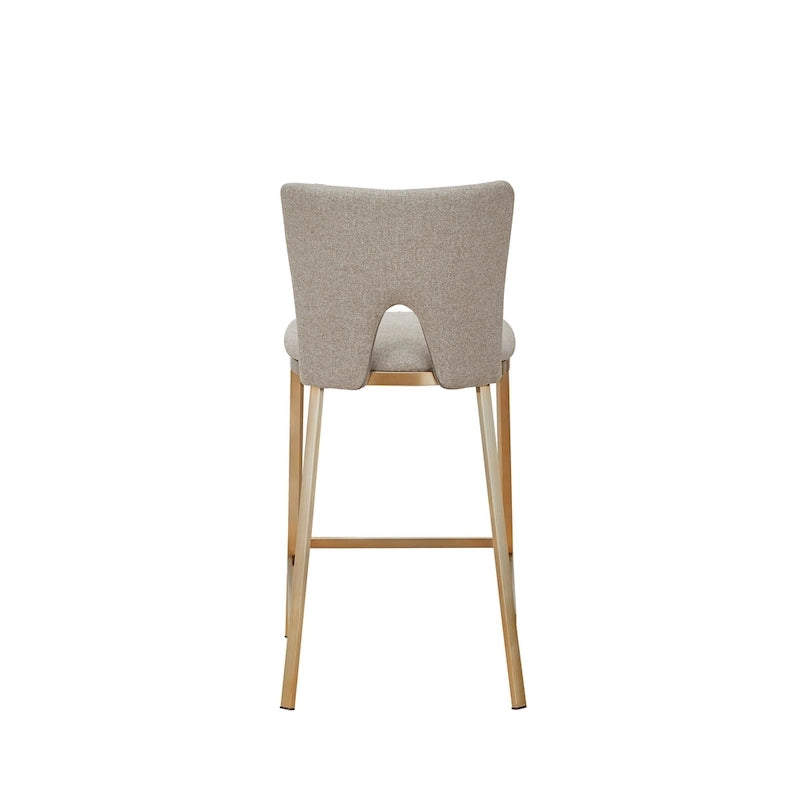Contemporary Beige and Brass Counter Stool - Set of 2