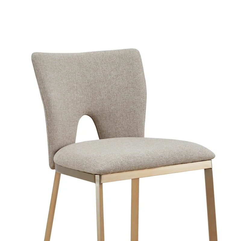 Contemporary Beige and Brass Counter Stool - Set of 2