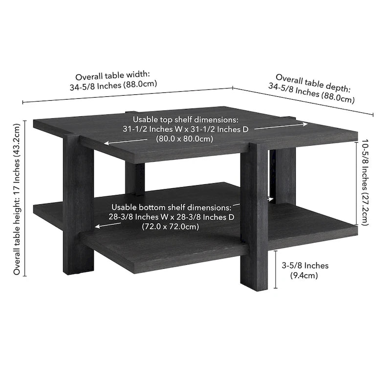 34.66 Inch Square Coffee Table