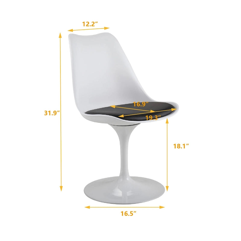 Swivel Side Chair - Dining Chair with Cushioned Seat and Curved Backrest