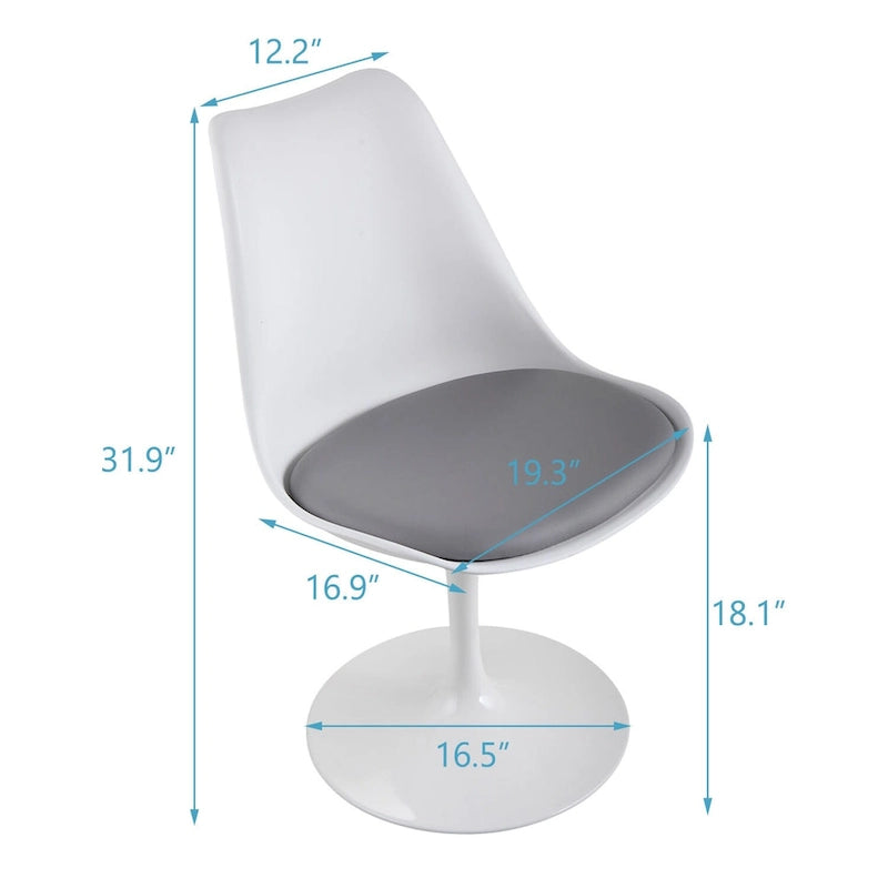 Swivel Side Chair - Dining Chair with Cushioned Seat and Curved Backrest