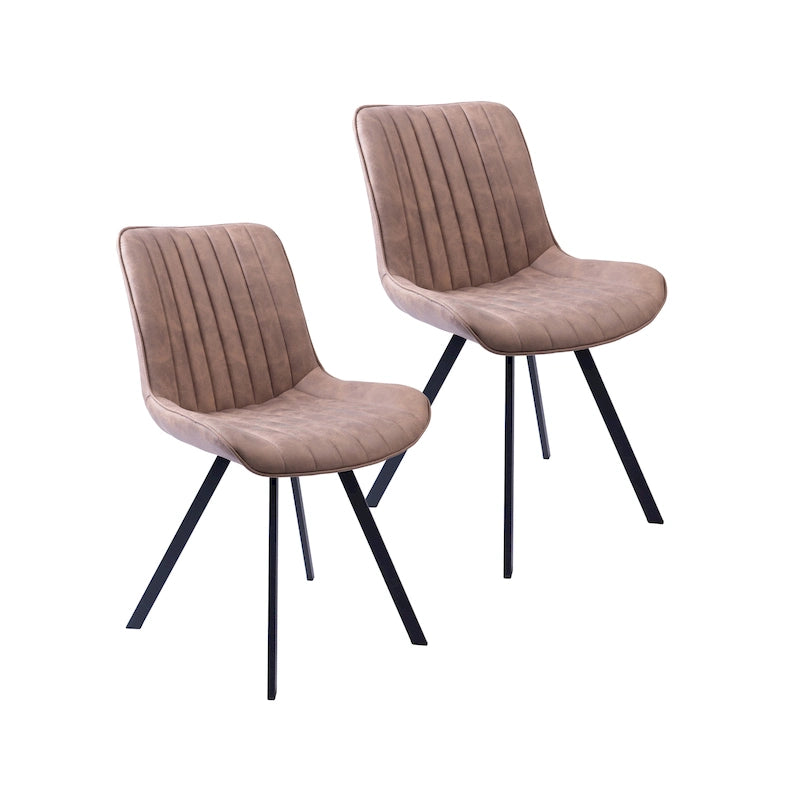 Dining Chairs with Microfiber Seat and Metal Legs - Set of 2