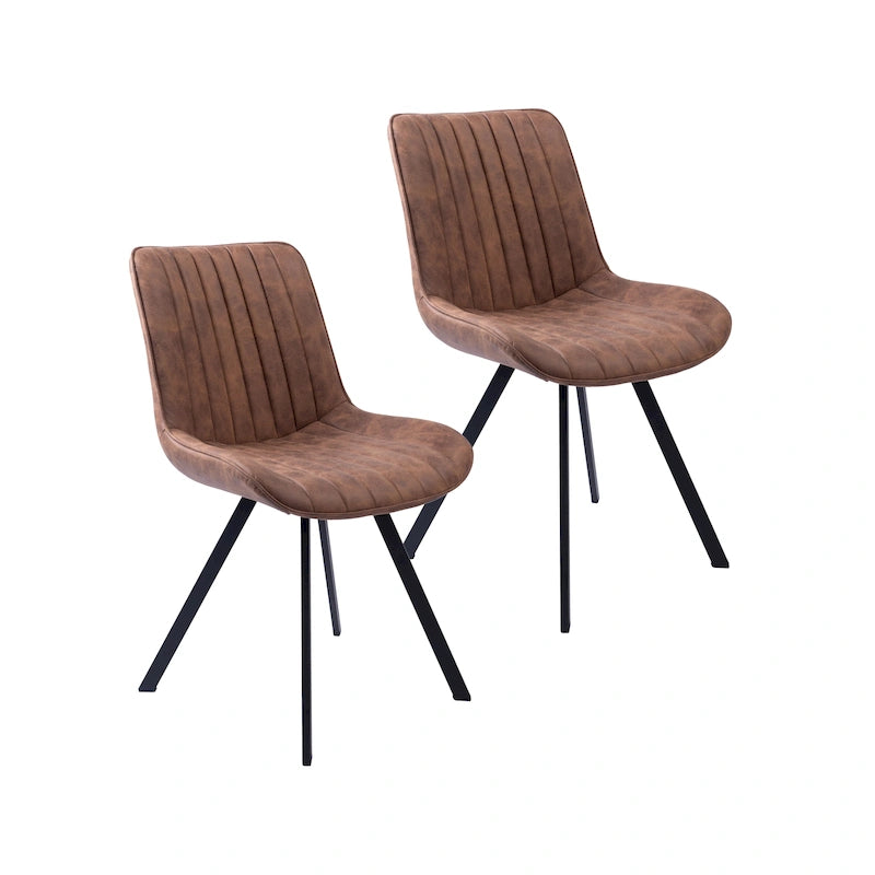 Dining Chairs with Microfiber Seat and Metal Legs - Set of 2