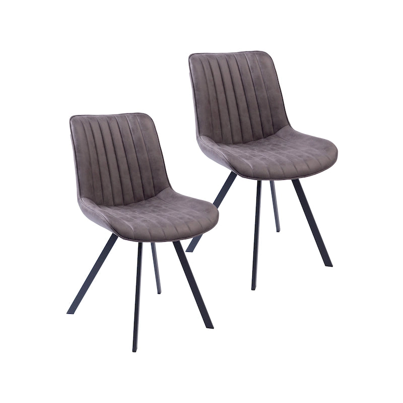 Dining Chairs with Microfiber Seat and Metal Legs - Set of 2