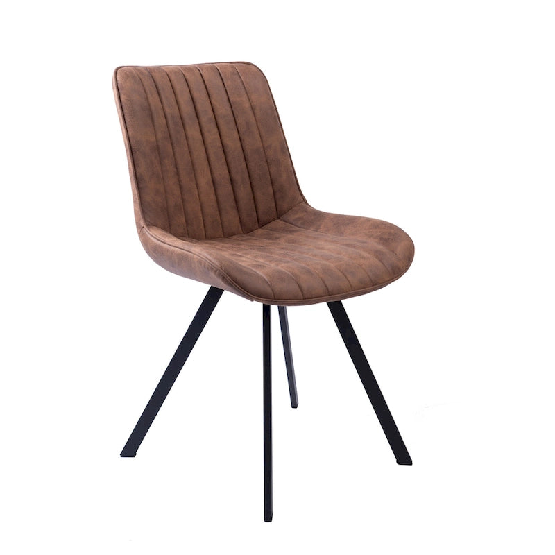 Dining Chairs with Microfiber Seat and Metal Legs - Set of 2