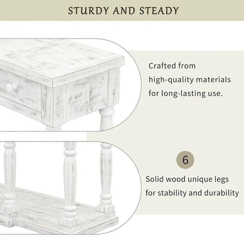4-Drawer 1-Shelf Wood Console Table - Entryway Storage Sofa Table