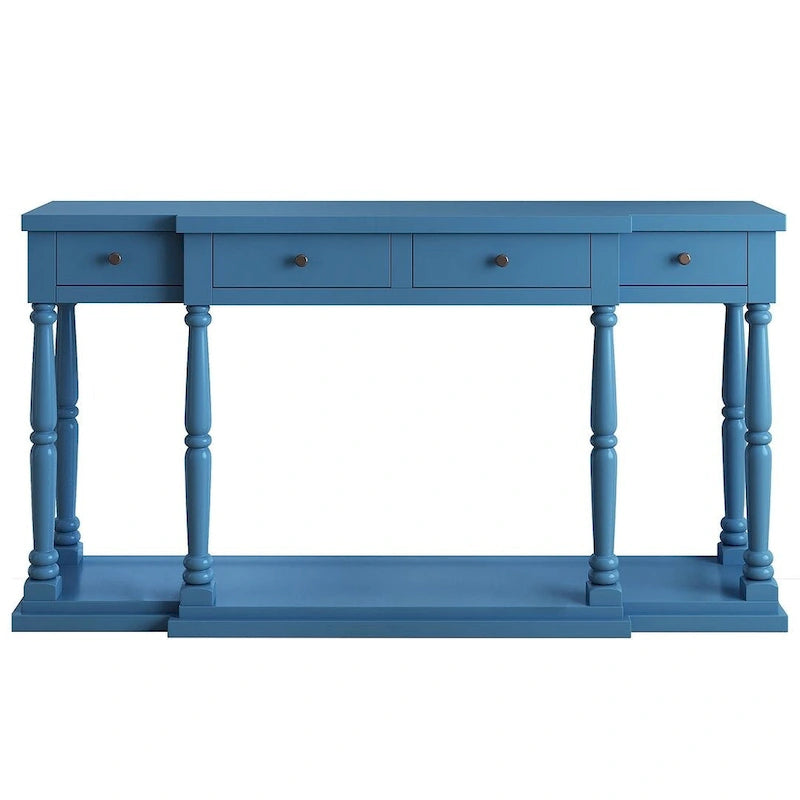 4-Drawer 1-Shelf Wood Console Table - Entryway Storage Sofa Table