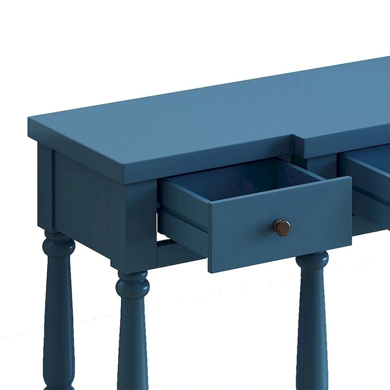 4-Drawer 1-Shelf Wood Console Table - Entryway Storage Sofa Table