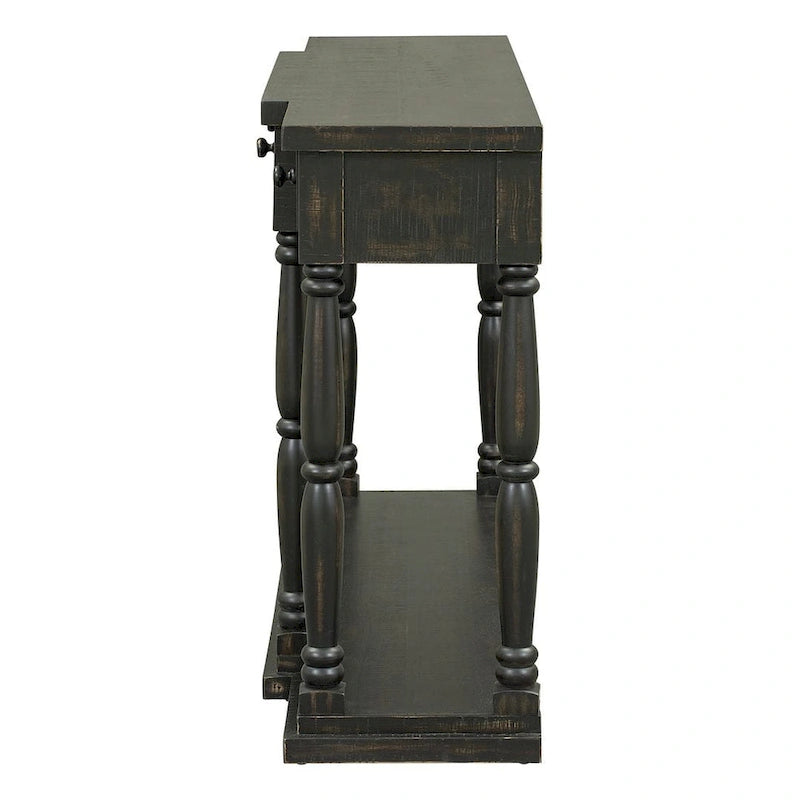 4-Drawer 1-Shelf Wood Console Table - Entryway Storage Sofa Table