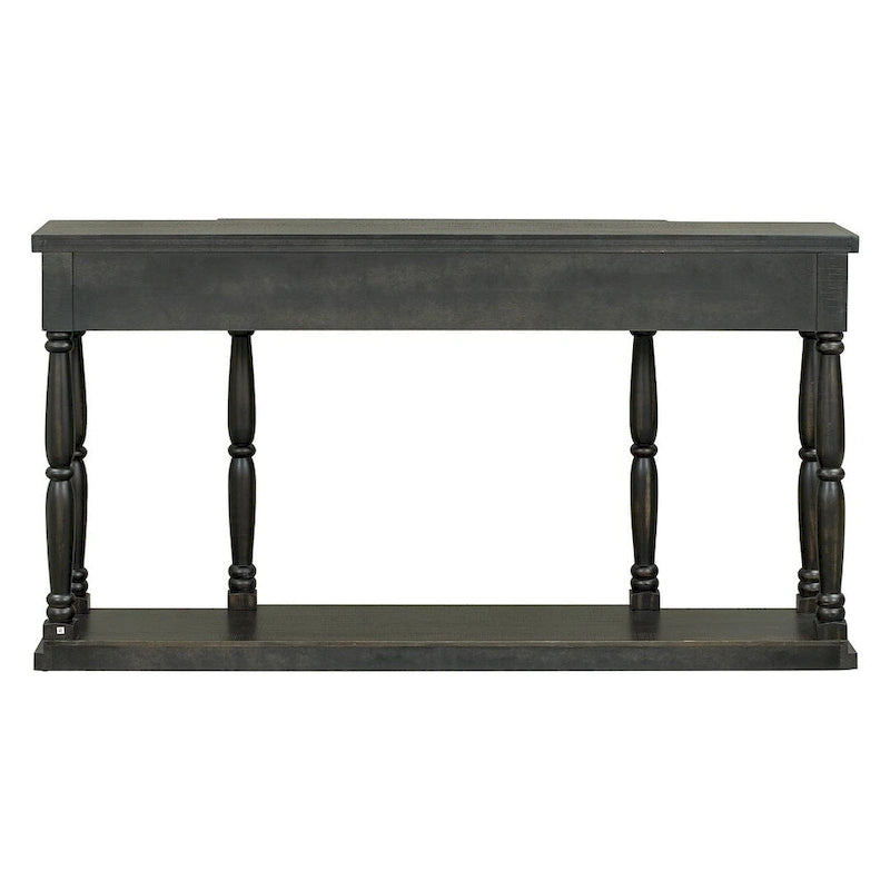 4-Drawer 1-Shelf Wood Console Table - Entryway Storage Sofa Table