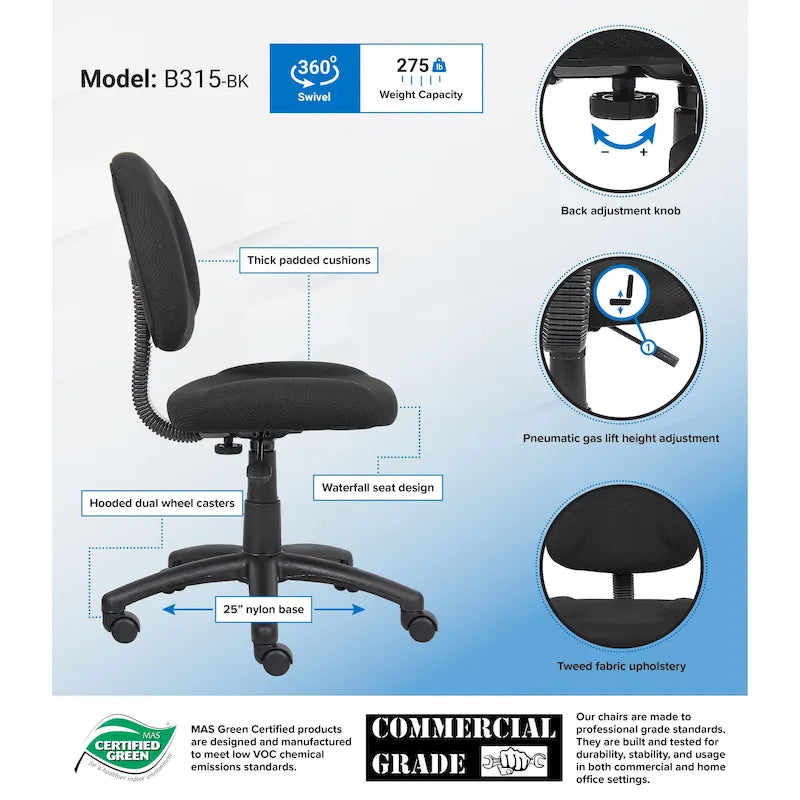 Ergonomic Fabric Posture Office Chair with Lumbar Support