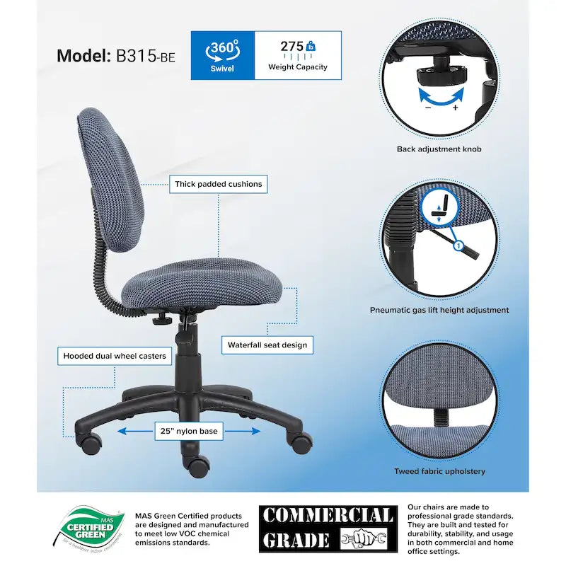 Ergonomic Fabric Posture Office Chair with Lumbar Support