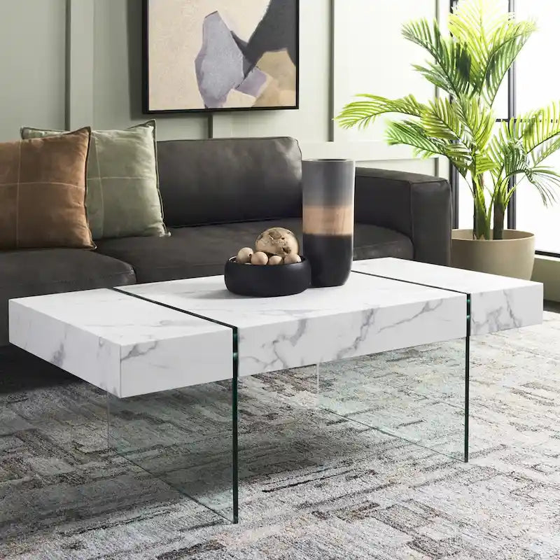 Glass Leg Rectangular Coffee Table 43W x 24D x 16H