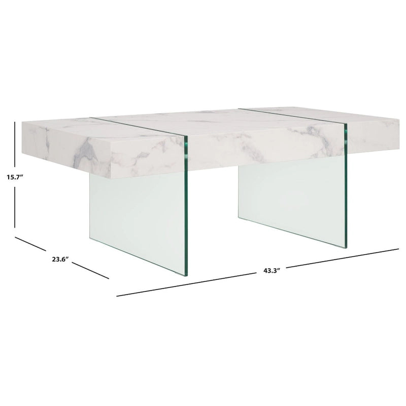 Glass Leg Rectangular Coffee Table 43W x 24D x 16H