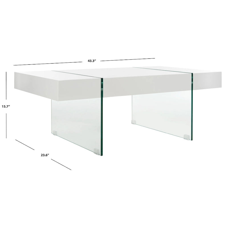 Glass Leg Rectangular Coffee Table 43W x 24D x 16H