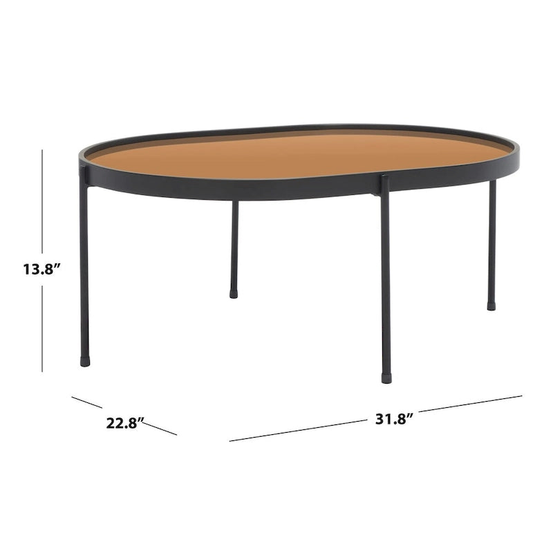 Lustrzany owalny stolik kawowy 32W x 23D x 14H
