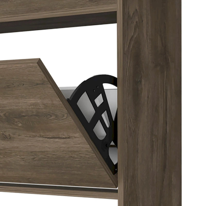 Schuhschrank aus Holz mit 2 Klappfächern und oberem Ablagefach