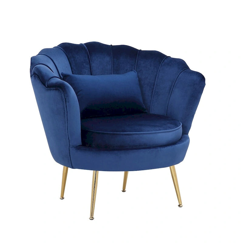 Blauer Samt-Loungesessel - 29 H x 32.5 W x 31.5 D