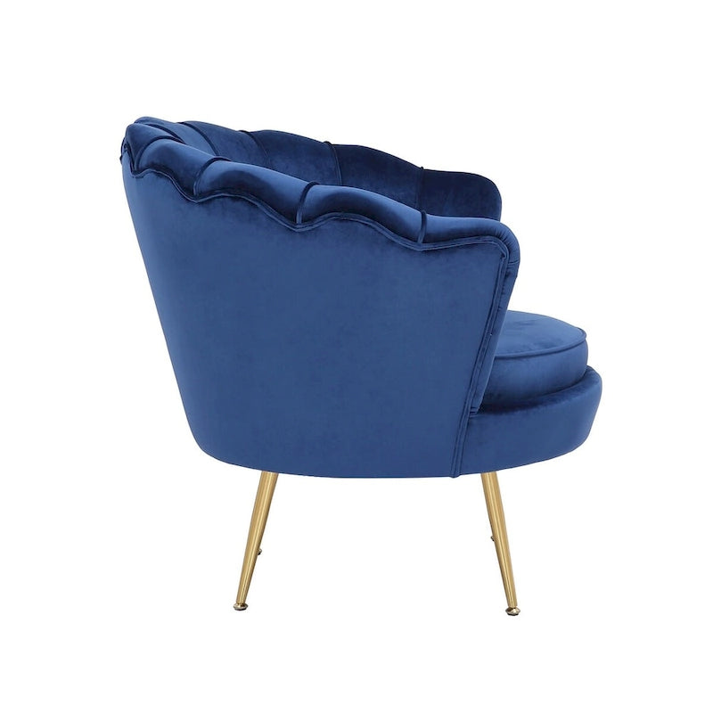 Blauer Samt-Loungesessel - 29 H x 32.5 W x 31.5 D