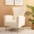 Velvet Accent Chair, Wingback Arm Chair with Gold Legs, Upholstered Single Sofa for Living Room Bedroom