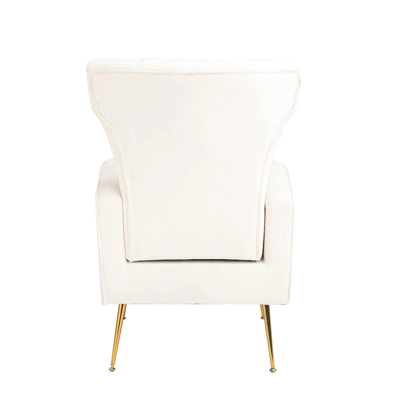 Velvet Accent Chair, Wingback Arm Chair with Gold Legs, Upholstered Single Sofa for Living Room Bedroom