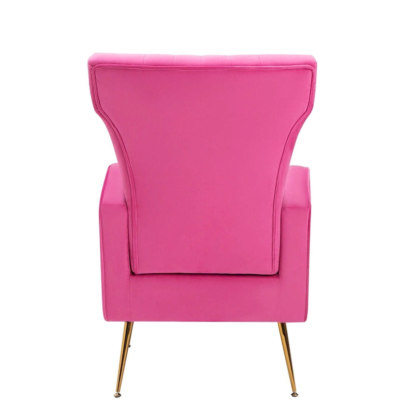 Velvet Accent Chair, Wingback Arm Chair with Gold Legs, Upholstered Single Sofa for Living Room Bedroom
