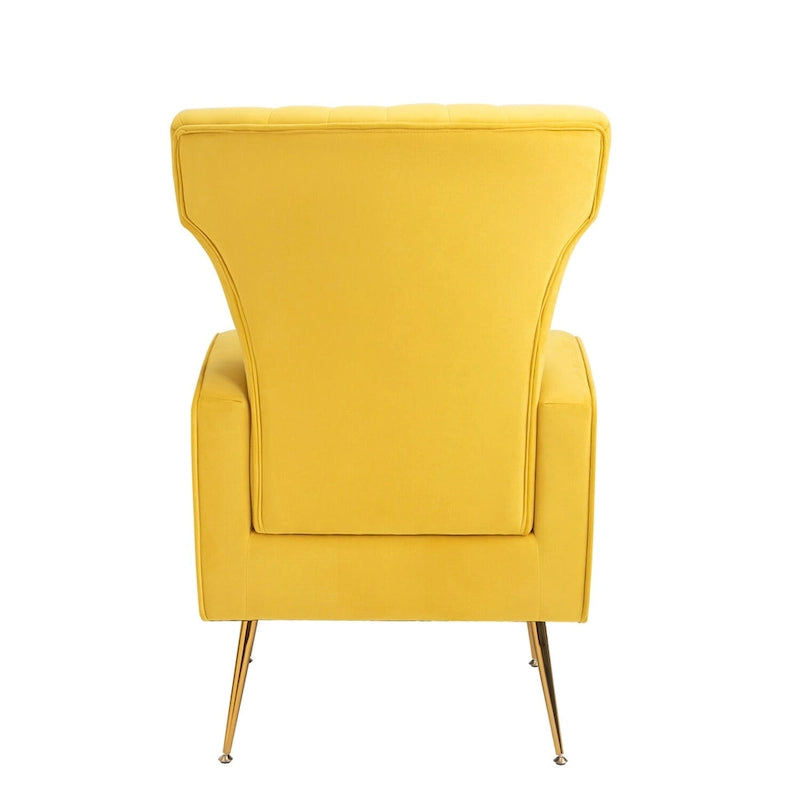 Velvet Accent Chair, Wingback Arm Chair with Gold Legs, Upholstered Single Sofa for Living Room Bedroom