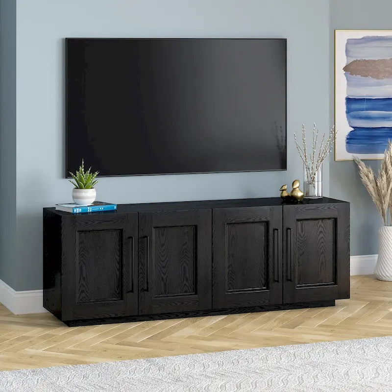 68-Inch TV Stand for TVs Up to 75 Inches with 4 Doors and Adjustable Shelves